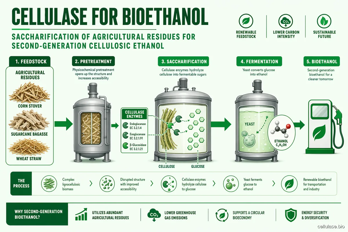 Cellulase for Bioethanol — Saccharification of Agricultural Residues for Second-Generation Cellulosic Ethanol