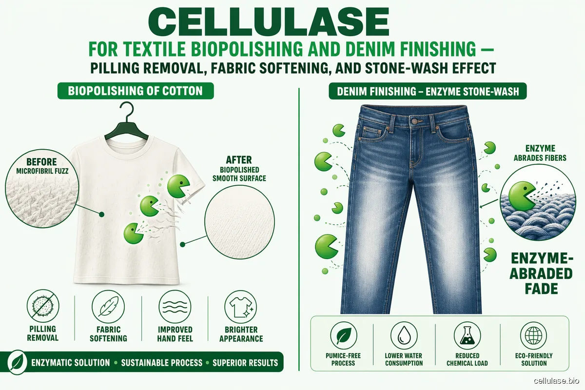 Cellulase for Textile Biopolishing and Denim Finishing — Pilling Removal, Fabric Softening, and Stone-Wash Effect